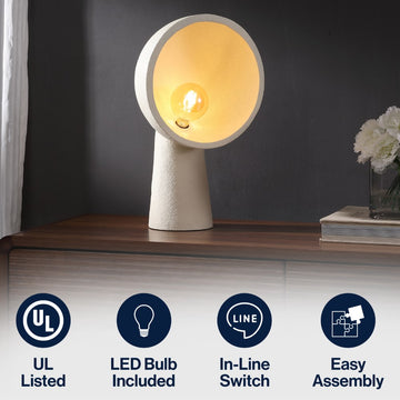 Claude 17.5" Contemporary Minimalist Resin Half-Globe Column LED Table Lamp